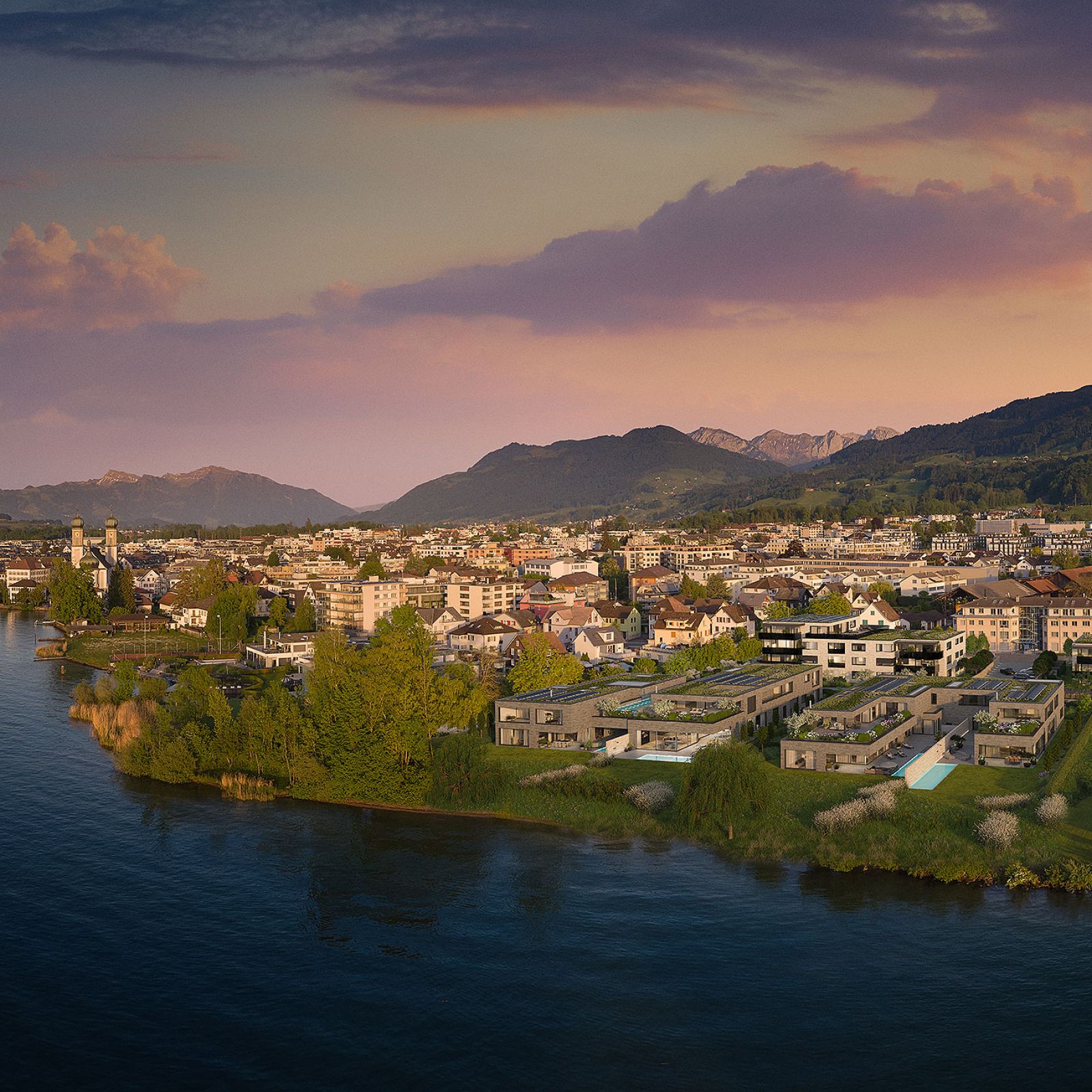 Visualisierungen Luftaufnahme Seegüetli in Lachen